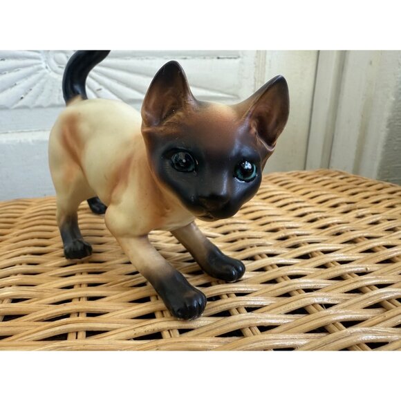 Vintage MCM Lefton Siamese Cat figurine Pouncing Playful - Picture 8 of 11
